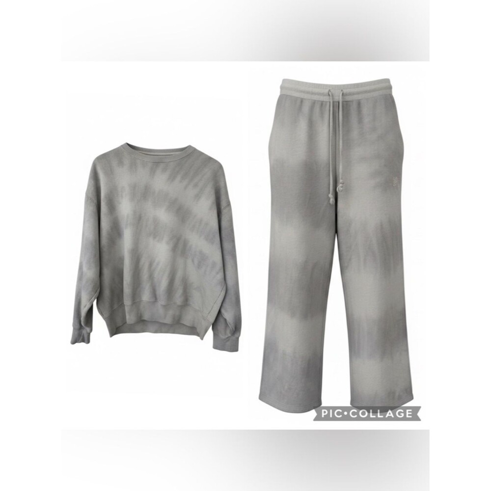 PINK Victoria's Secret Gray Tie-Dye Sweatshirt & Sweatpants Set - XS Fits Small